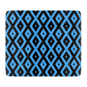 Sky blue and black diamond pattern cutting board