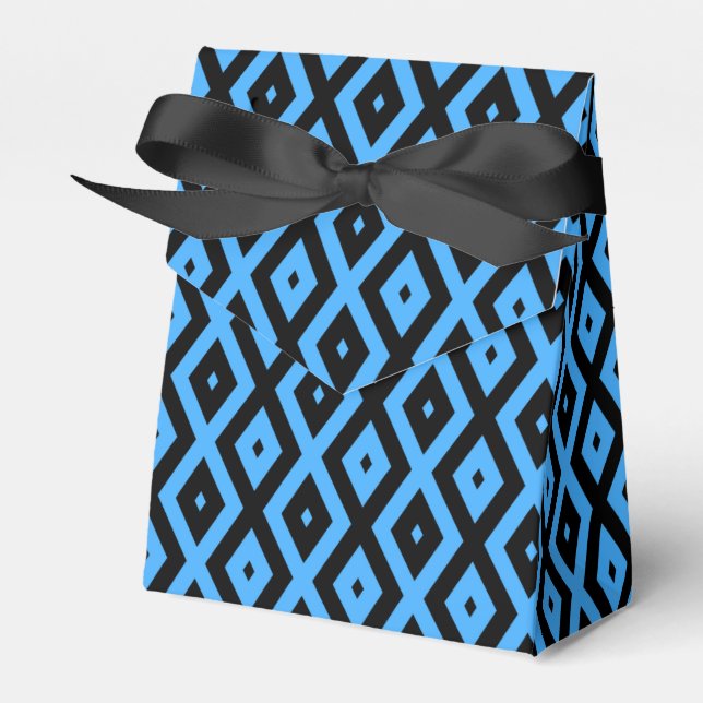 Sky blue and black diamond pattern favor box (Front Side)