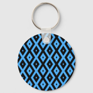 Sky blue and black diamond pattern keychain
