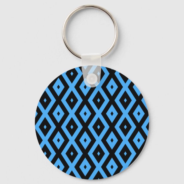 Sky blue and black diamond pattern keychain (Front)