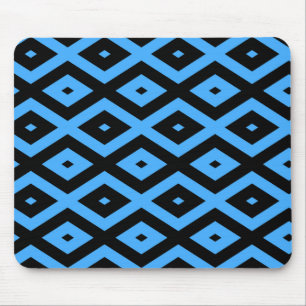 Sky blue and black diamond pattern mouse pad