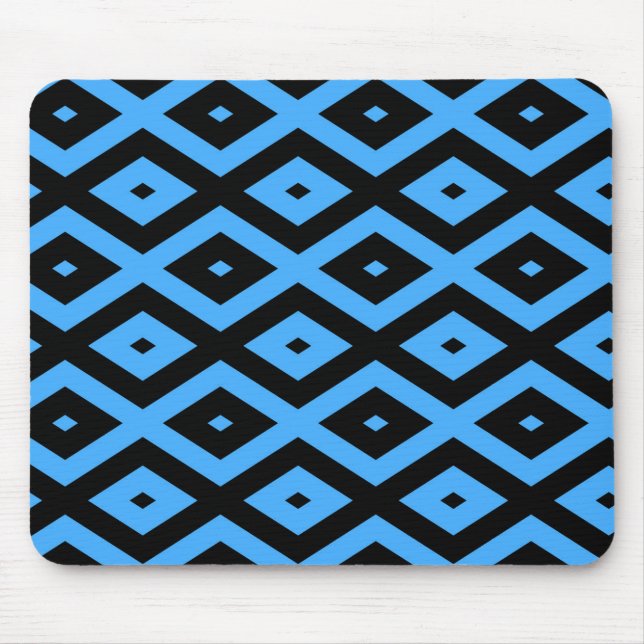 Sky blue and black diamond pattern mouse pad (Front)