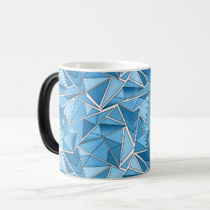 Sky blue and blue geometric shapes pattern modern magic mug