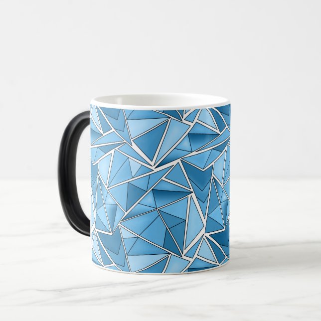 Sky blue and blue geometric shapes pattern modern  magic mug (Front Left)