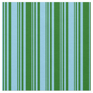 Sky Blue and Dark Green Lines Fabric