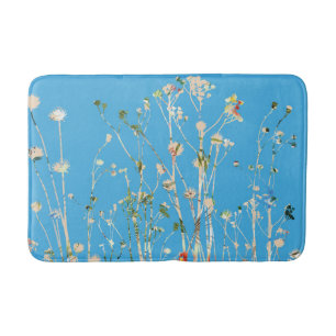 Sky Blue and Flowers Bath Mat