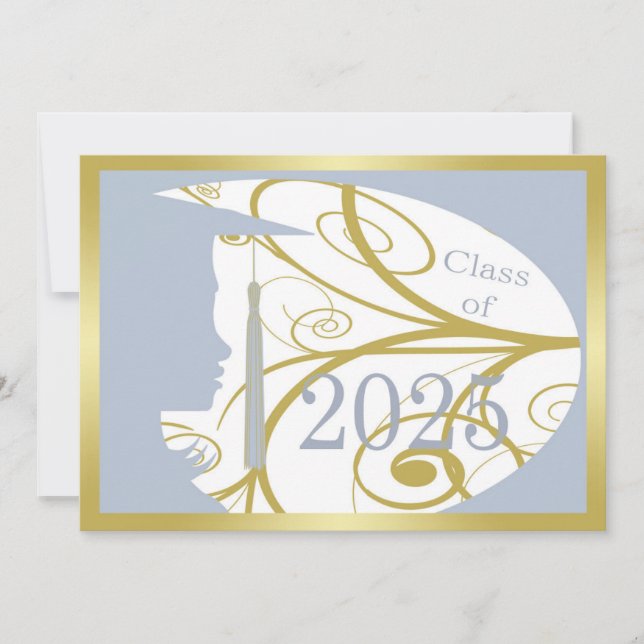 Sky Blue and Gold Silhouette 2025 Card (Front)