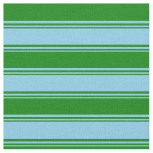Sky Blue and Green Striped/Lined Pattern Fabric