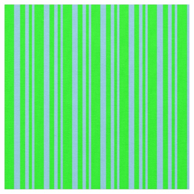 Sky Blue and Lime Coloured Stripes Pattern Fabric (Close Up)