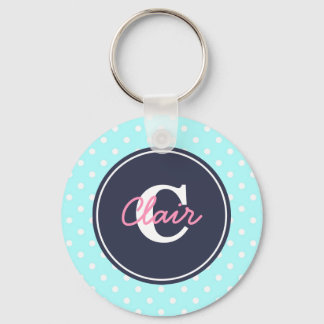 Sky Blue and Navy, Initial, and Name Keychain