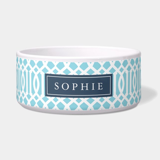Sky Blue and Navy Trellis Monogram (Front)