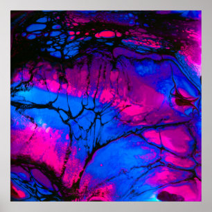 Sky Blue and Pink Acrylic Pour Art Poster