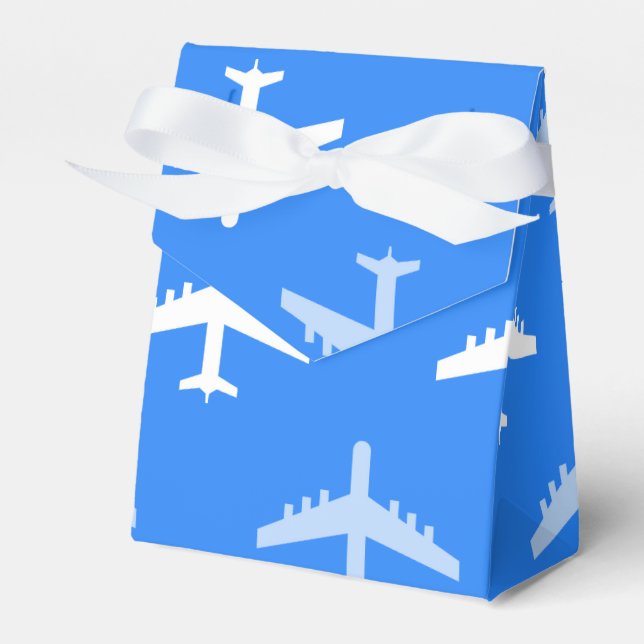 Sky Blue and White Airplane; Plane Favor Box (Front Side)