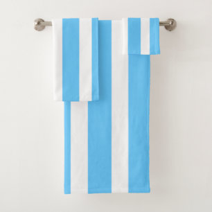 Sky Blue and White Cabana Stripes Bath Towel Set