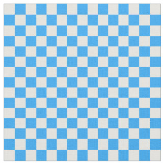Sky Blue and White Chequerboard Pattern Fabric
