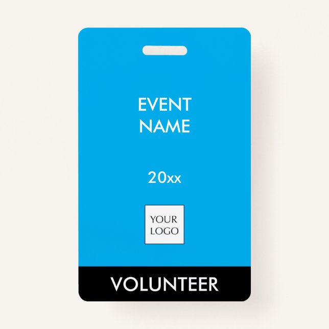Sky Blue and White Event Volunteer Logo Badge (Front)