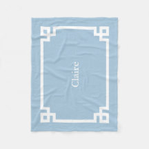 Sky Blue and White Greek Key Monogram