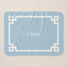 Sky Blue and White Greek Key Monogram