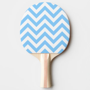 Sky Blue and White Large Chevron ZigZag Pattern Ping Pong Paddle