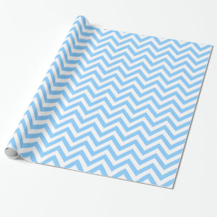Sky Blue and White Large Chevron ZigZag Pattern Wrapping Paper