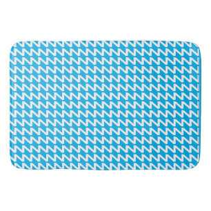 Sky Blue and white Modern Sharp Waves Bath Mat
