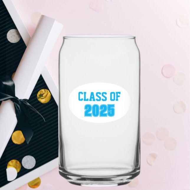 Sky Blue and White School Colours Class Year Can Glass (In Situ (Graduation))
