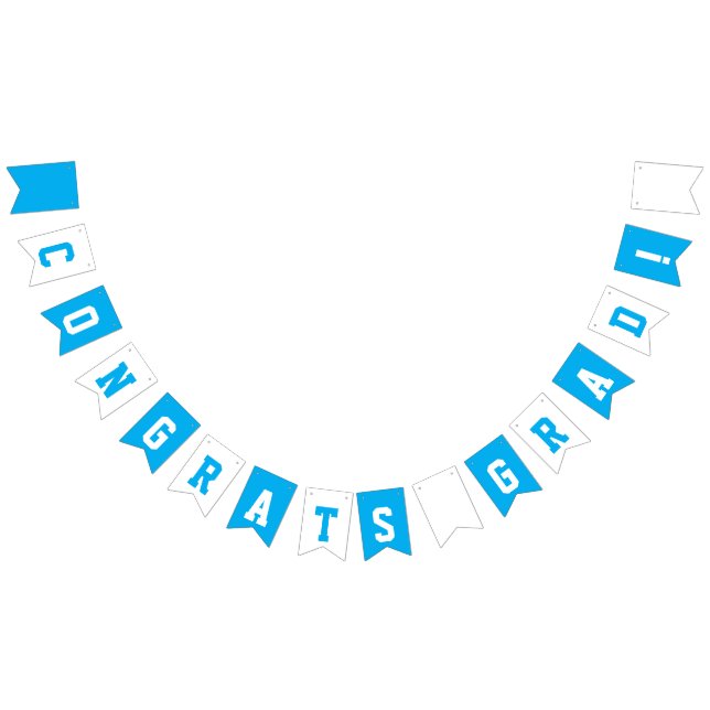 Sky Blue and White School Colours Graduation Bunting Flags (All)