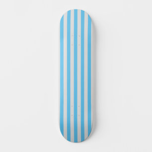 Sky Blue and White Striped Skateboard