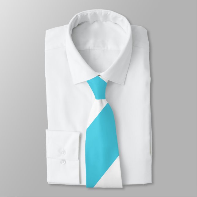 Sky Blue and White-Striped Tie (Tied)