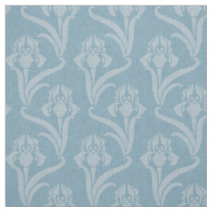 Sky Blue Art Nouveau Iris Fabric