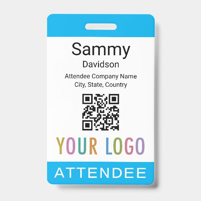 Sky Blue Attendee Badge Event Guest QR Code Logo (Avant)