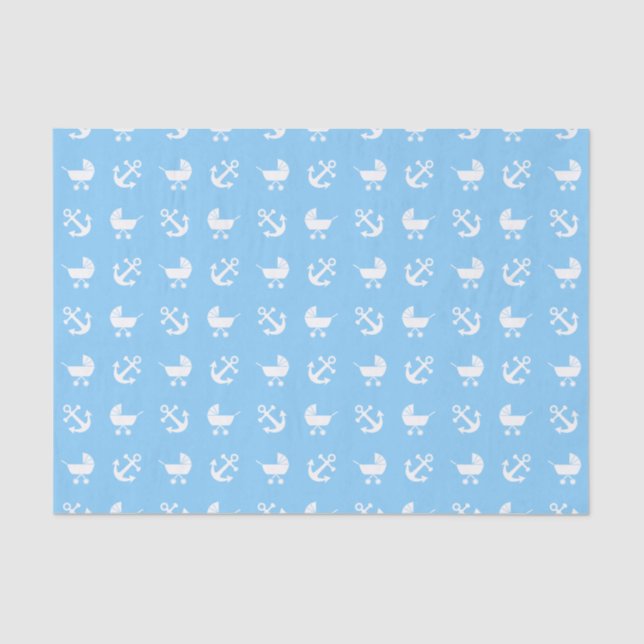 Sky blue baby boy nautical pattern tissue paper (Front)