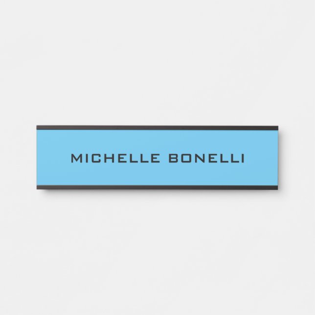 Sky Blue Background Plain Modern Door Sign (Front)