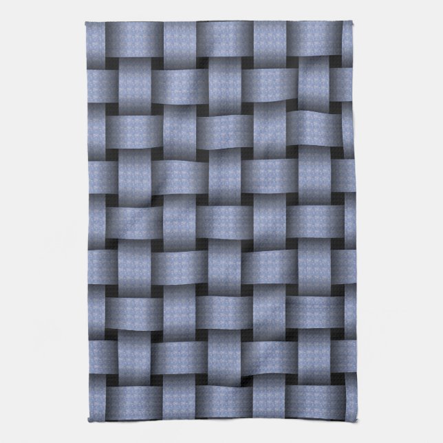 Sky Blue Basket Weave Kitchen Towel (Vertical)