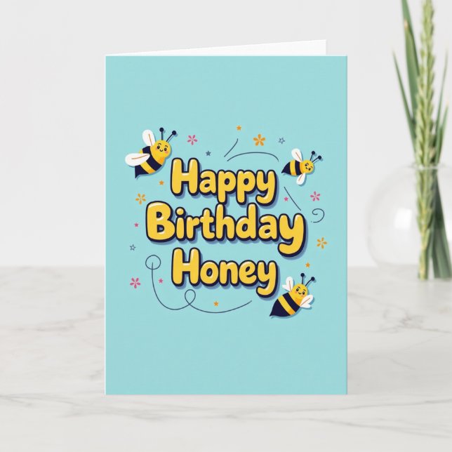 Sky Blue Birthday Honey Card (Front)