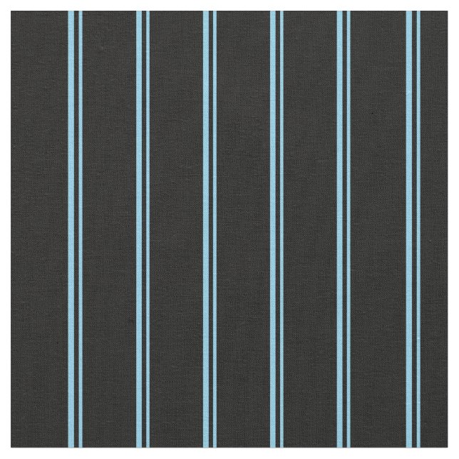 Sky Blue & Black Coloured Lines Pattern Fabric (Close Up)