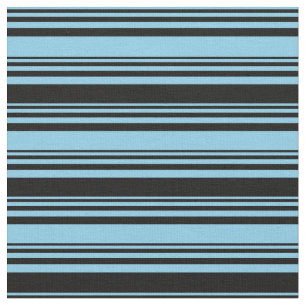Sky Blue & Black Coloured Pattern of Stripes Fabric