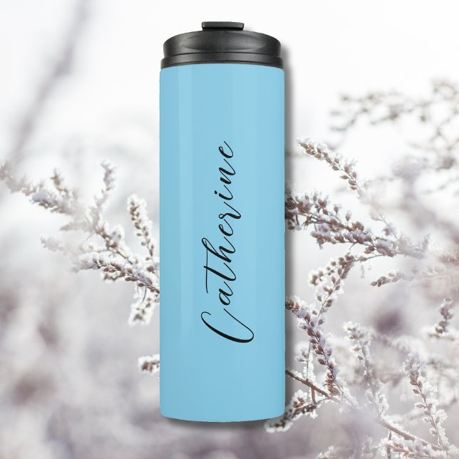 Sky Blue Black Elegant Minimal Customized Thermal Tumbler (Creator Uploaded)