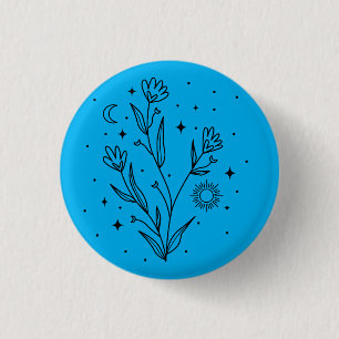 Sky Blue & Black Floral Button Stylish Pin