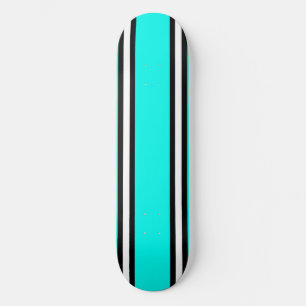 Sky Blue Black & White Pinstripe Skateboard Deck
