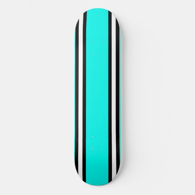 Sky Blue Black & White Pinstripe Skateboard Deck (Front)
