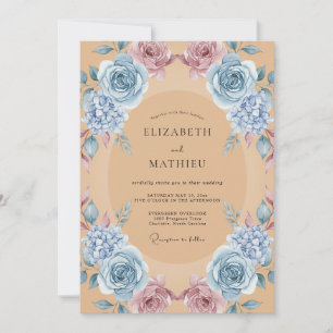 Sky Blue Blossom Romance Wedding Invitation