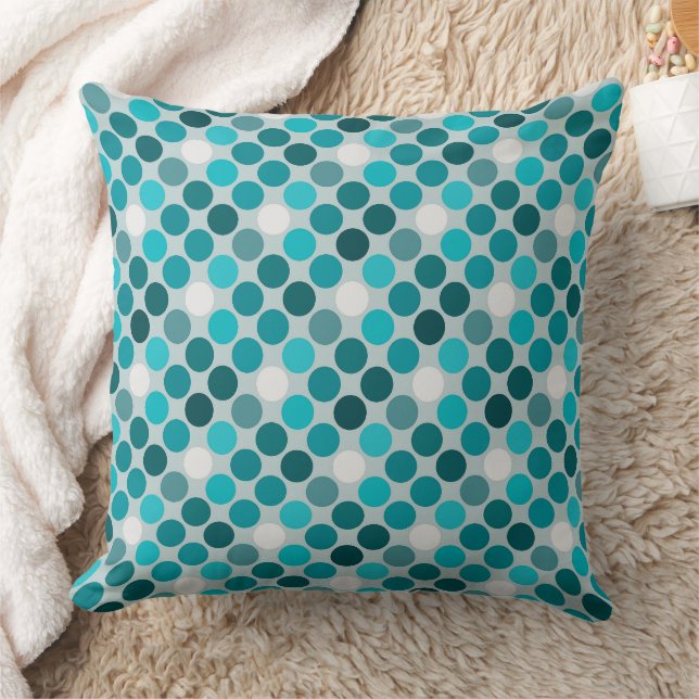 Sky blue blue simple polka dot retro throw pillow (Blanket)
