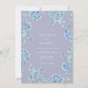 Sky Blue Breezy Floral Wedding Invitation