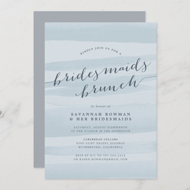 Sky Blue Bridesmaitres Brunch Invitation (Devant / Derrière)