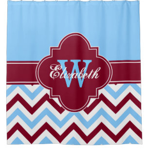 Sky Blue Burgundy LG Chevron 1ICBR Name Monogram