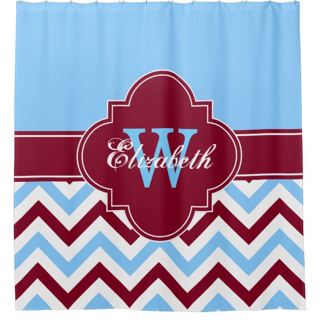 Sky Blue Burgundy LG Chevron 1ICBR Name Monogram (Front)