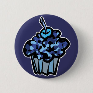 sky blue camouflage cupcake 2 inch round button