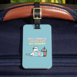 Sky Blue Cat&Camera Luggage Tag