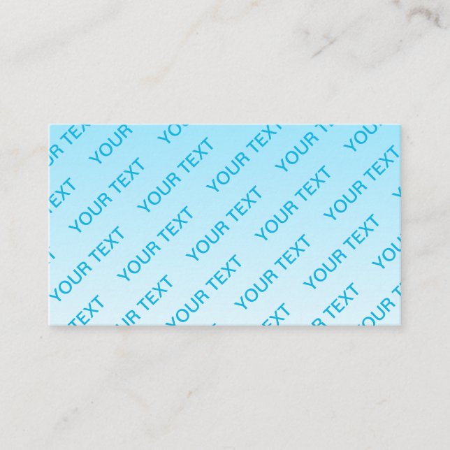 Sky Blue (changeable colour!) Ombre & Text Pattern Business Card (Front)